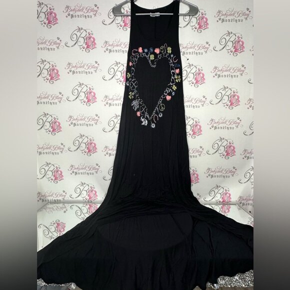 Los Angeles dress chain link heart charms luxury maxi dress black multicolor - Picture 4 of 7